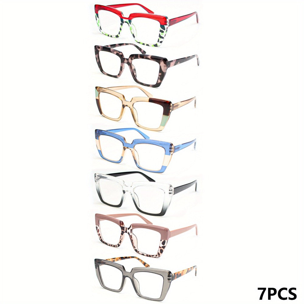Reading Glasses - for Women 7 Pack Colorful Large Square Frame Presbyopia Readers +1.0 to - product detail view 3