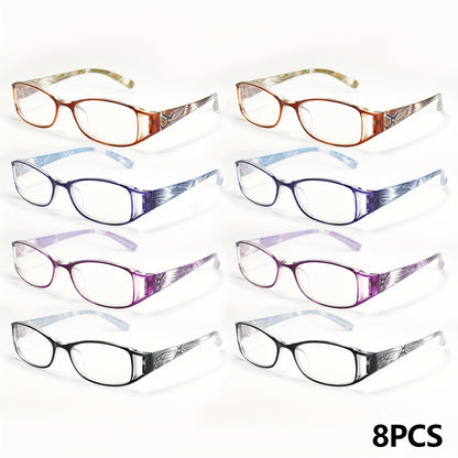 Reading Glasses - 8 Pack Men Women Color Striped Fashion Readers Bulk Value Set Black Purple - product detail view 16