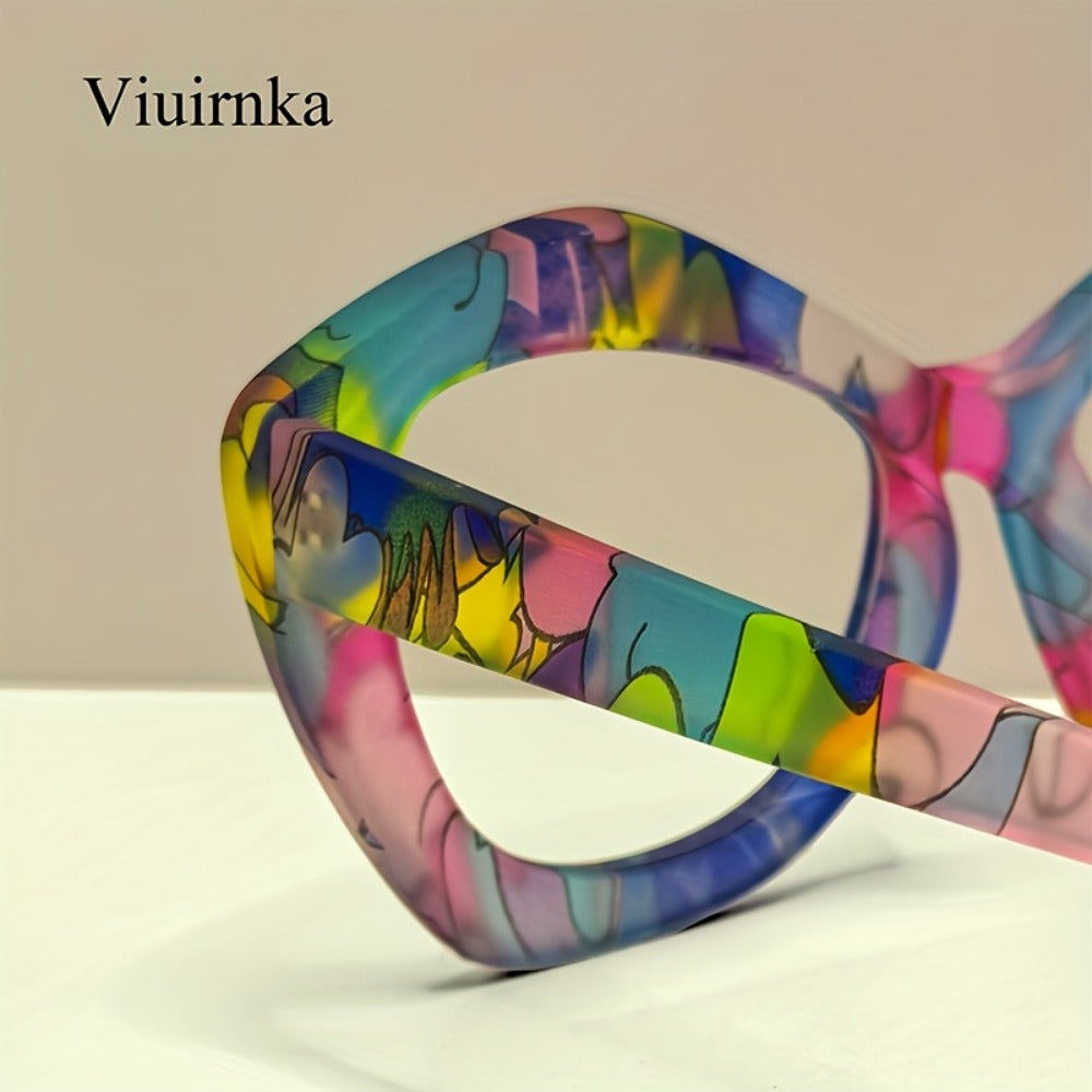 Reading Glasses - Blue Light Blocking for Women Cat Eye Retro Square Colorful Frame PC - product detail view 4