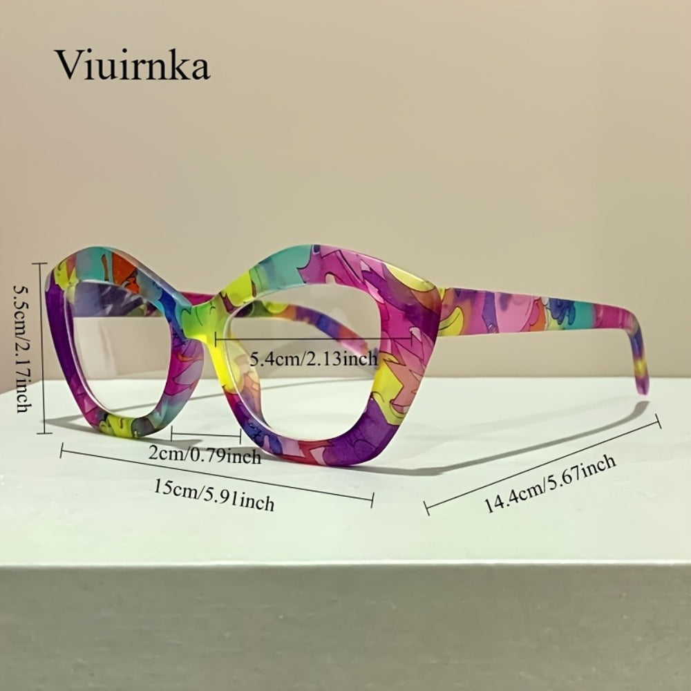 Reading Glasses - Blue Light Blocking for Women Cat Eye Retro Square Colorful Frame PC - product detail view 5