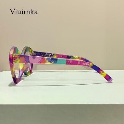 Reading Glasses - Blue Light Blocking for Women Cat Eye Retro Square Colorful Frame PC - product detail view 7