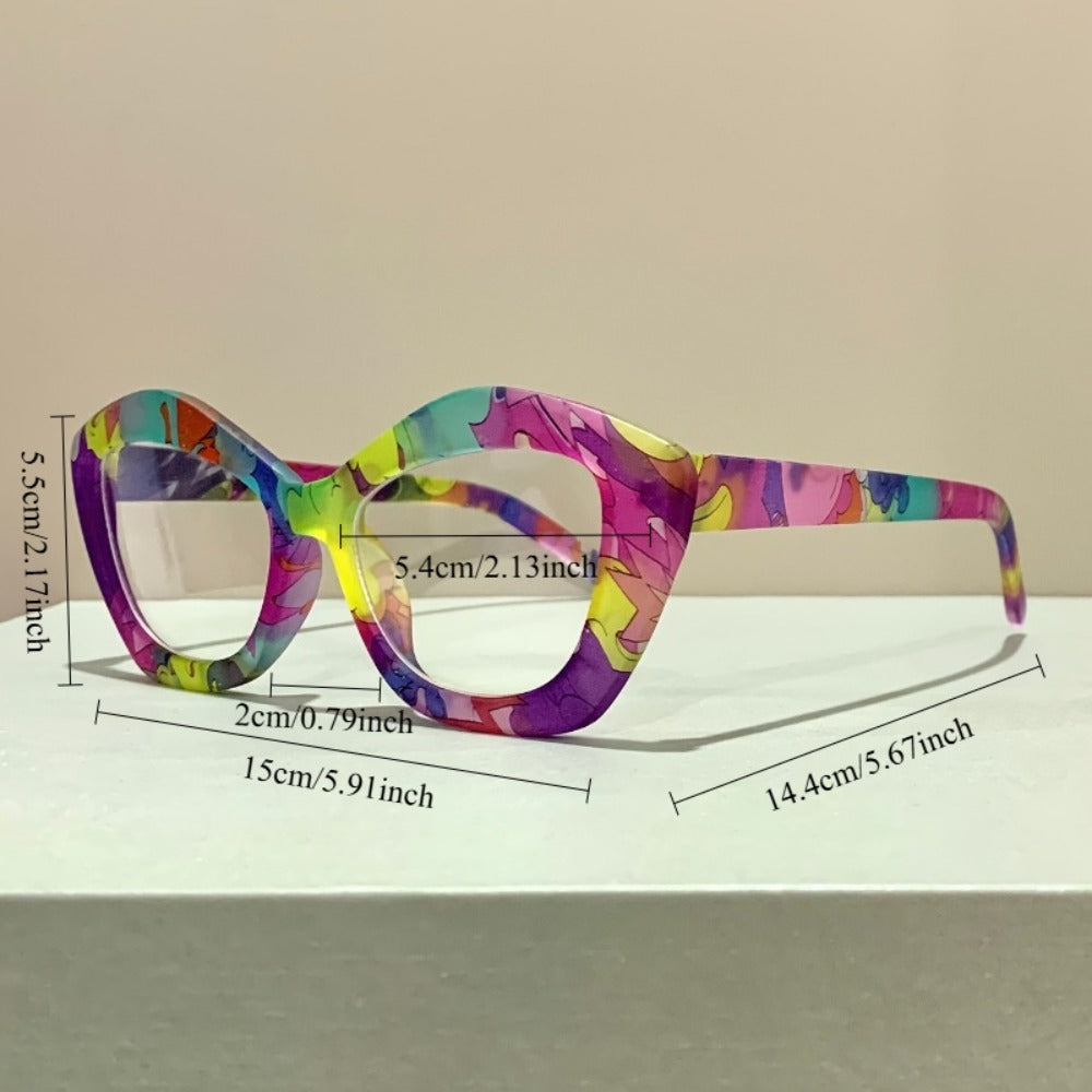 Reading Glasses - Blue Light Blocking for Women Cat Eye Retro Square Colorful Frame PC - product detail view 11