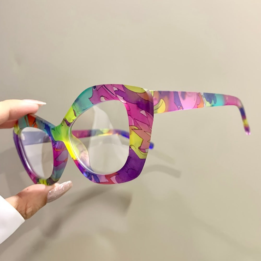 Reading Glasses - Blue Light Blocking for Women Cat Eye Retro Square Colorful Frame PC - product detail view 12