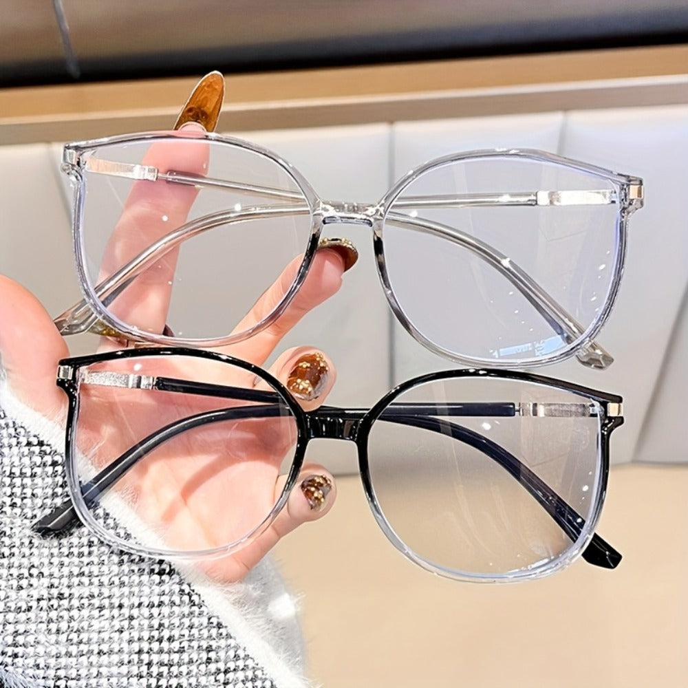 Reading Glasses - Blue Light Blocking Women Cat Eye TR90 Golden Chain Full Rim Oval Frame - product detail view 4