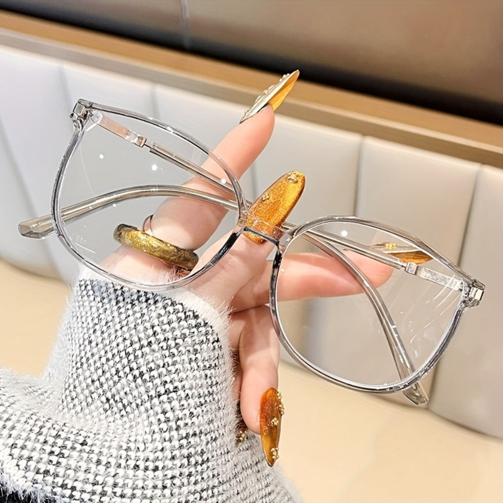 Reading Glasses - Blue Light Blocking Women Cat Eye TR90 Golden Chain Full Rim Oval Frame - product detail view 5