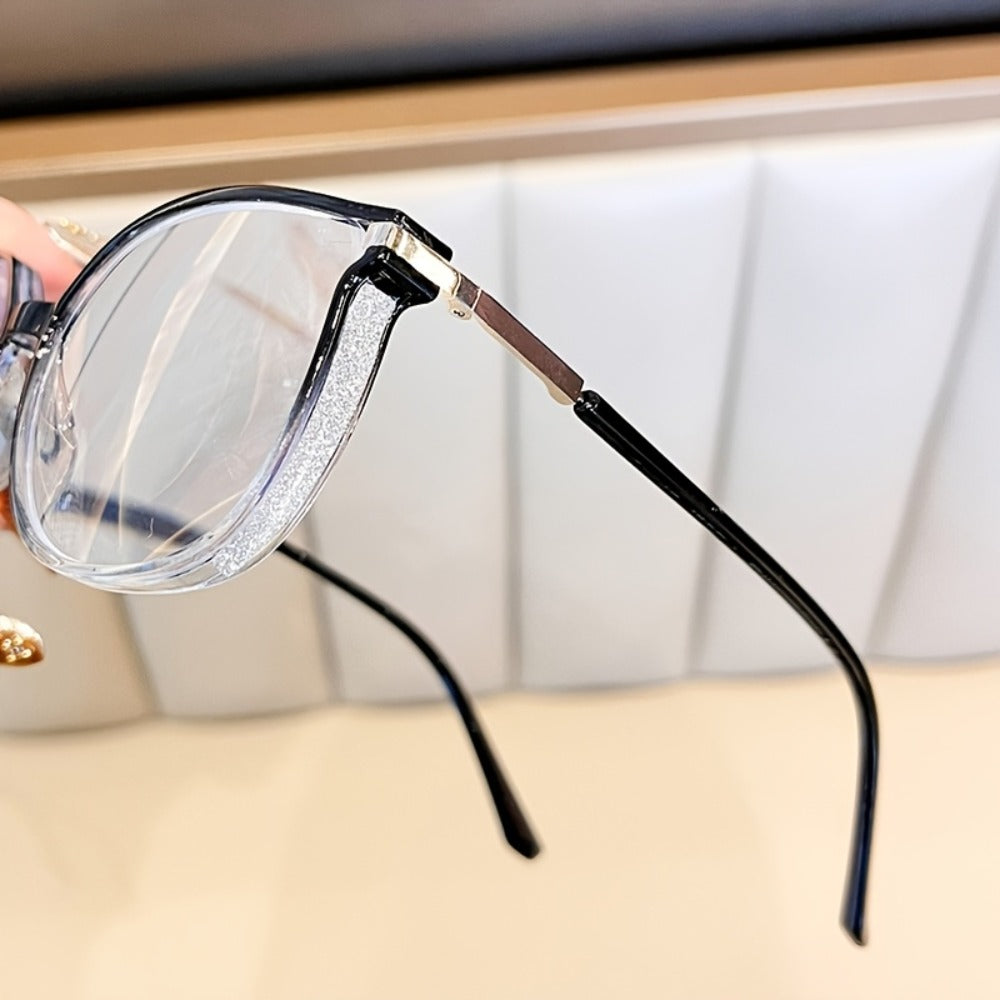 Reading Glasses - Blue Light Blocking Women Cat Eye TR90 Golden Chain Full Rim Oval Frame - product detail view 8