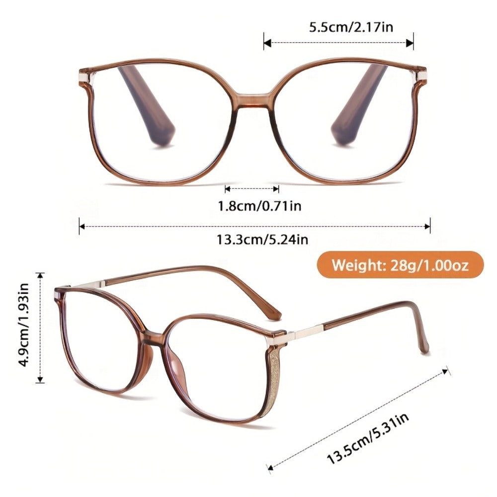 Reading Glasses - Blue Light Blocking Women Cat Eye TR90 Golden Chain Full Rim Oval Frame - product detail view 10