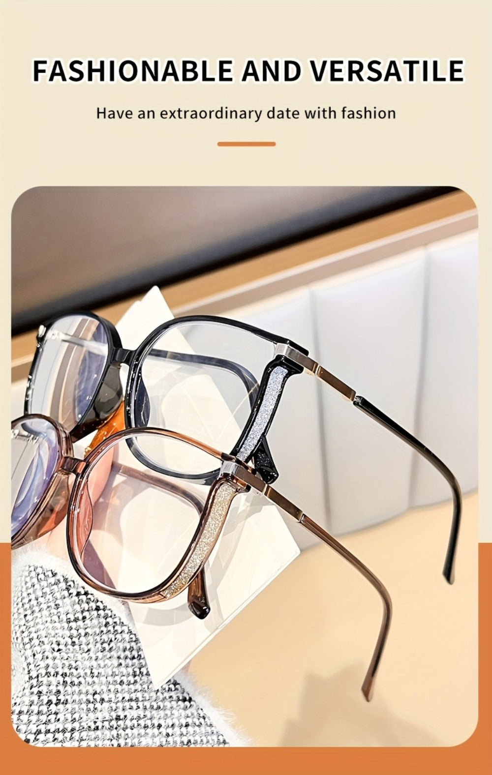 Reading Glasses - Blue Light Blocking Women Cat Eye TR90 Golden Chain Full Rim Oval Frame - product detail view 13