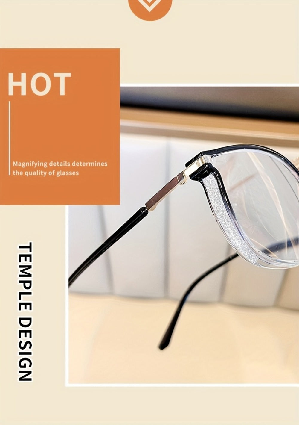 Reading Glasses - Blue Light Blocking Women Cat Eye TR90 Golden Chain Full Rim Oval Frame - product detail view 14