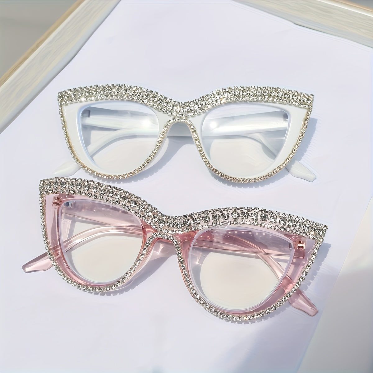 Reading Glasses - Cat Eye for Women 2 Pack Blue Light Blocking Rhinestone Decor PC Frame - product detail view 17