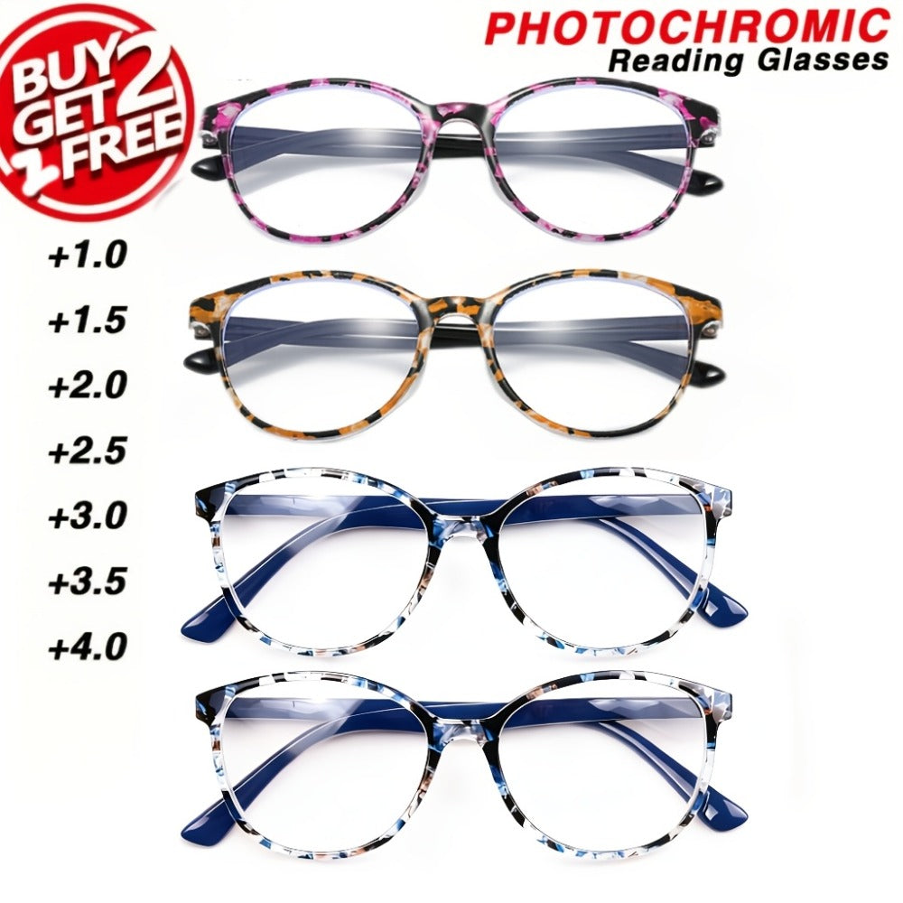 Reading Glasses - Colorful for Women 4 Pack Spring Hinge Square Round Frame Blue Purple - main product view