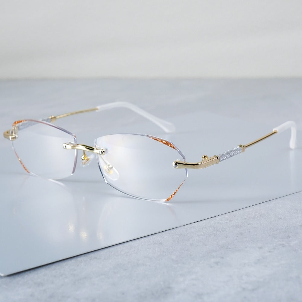 Reading Glasses - Diamond Women 3 Pack Rimless Diamond-Inlaid Edge Anti-Glare PC Lens - product detail view 6