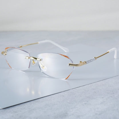 Reading Glasses - Diamond Women 3 Pack Rimless Diamond-Inlaid Edge Anti-Glare PC Lens - product detail view 6