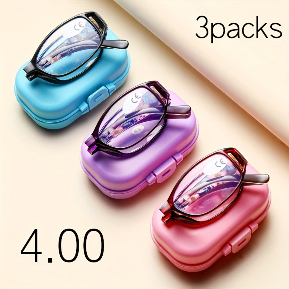 Reading Glasses - Folding 3 Pack Unisex Portable Compact Elegant Business Style Mixed Colors - product detail view 12