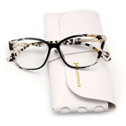 Reading Glasses - for Women Leopard Print Anti Blue Light HD Lenses Square Frame Metal - product detail view 3