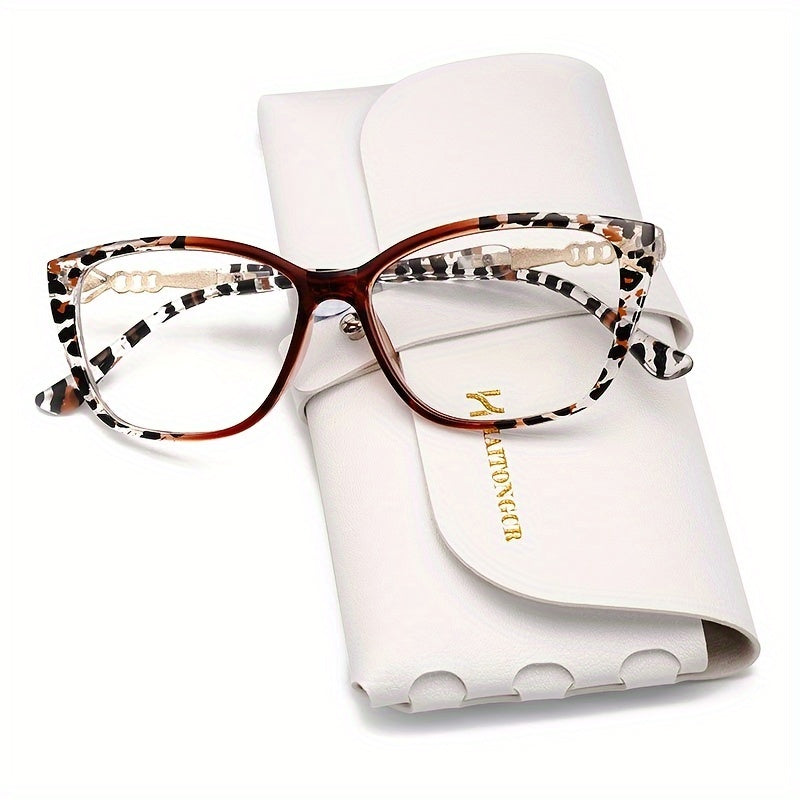 Reading Glasses - for Women Leopard Print Anti Blue Light HD Lenses Square Frame Metal - product detail view 8