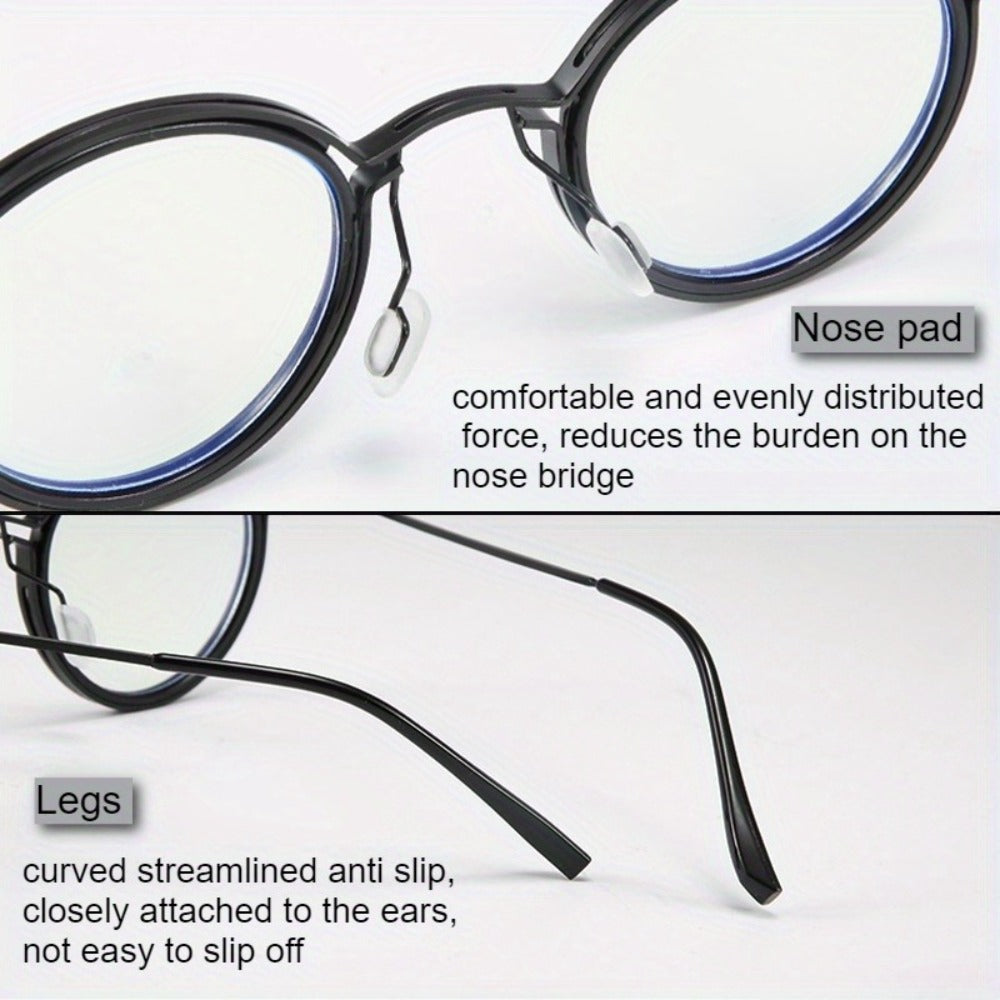 Reading Glasses - Retro Round Metal Frame HD Anti-Glare Lenses with Case, Unisex Vintage - product detail view 16