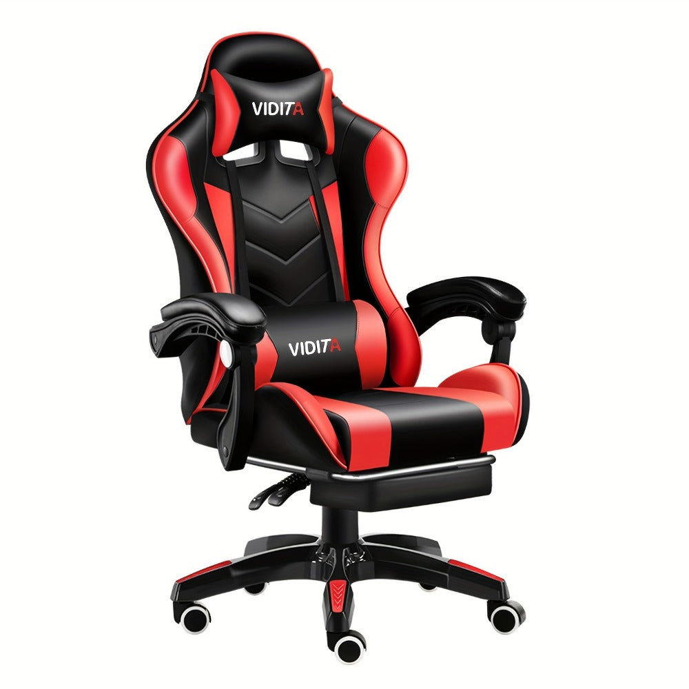 Reclining Faux Leather Gaming Chair with High Back and Footrest for Home Office detail image - detail view 12