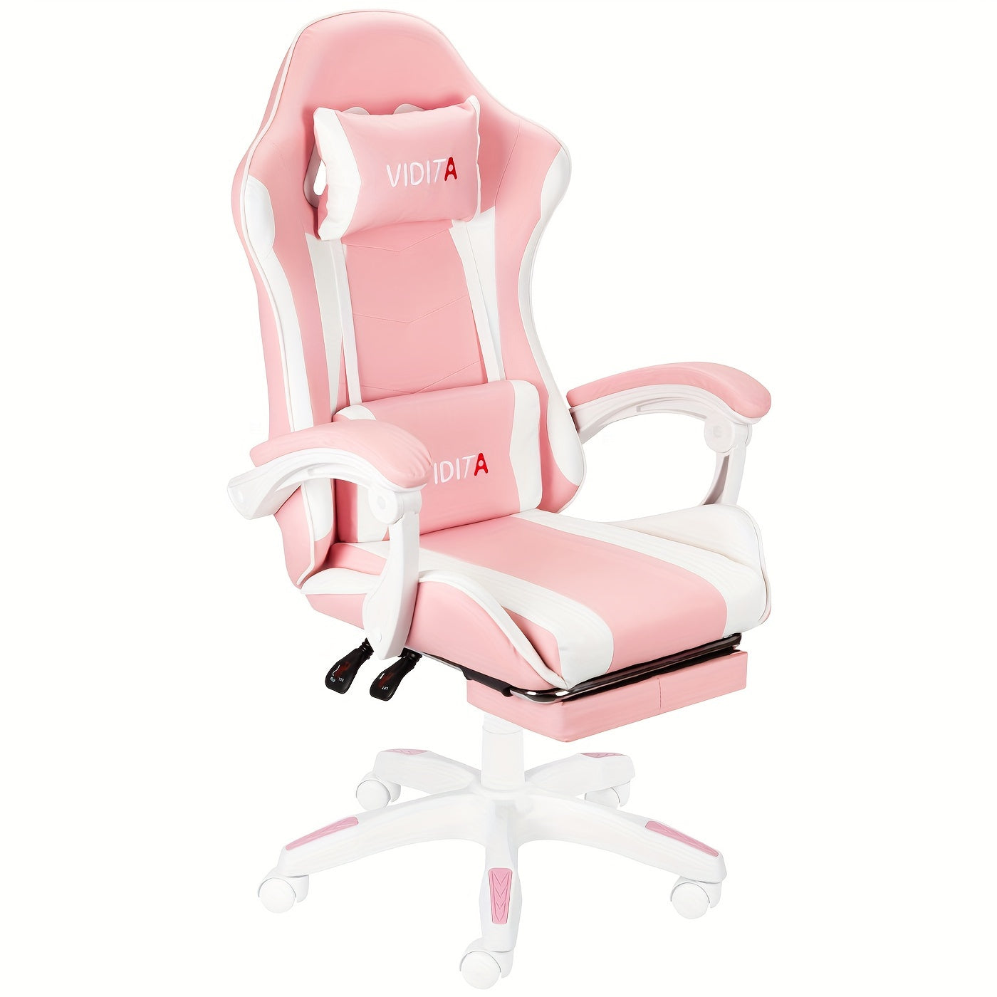 Gaming Chair shown in the Pink With White option