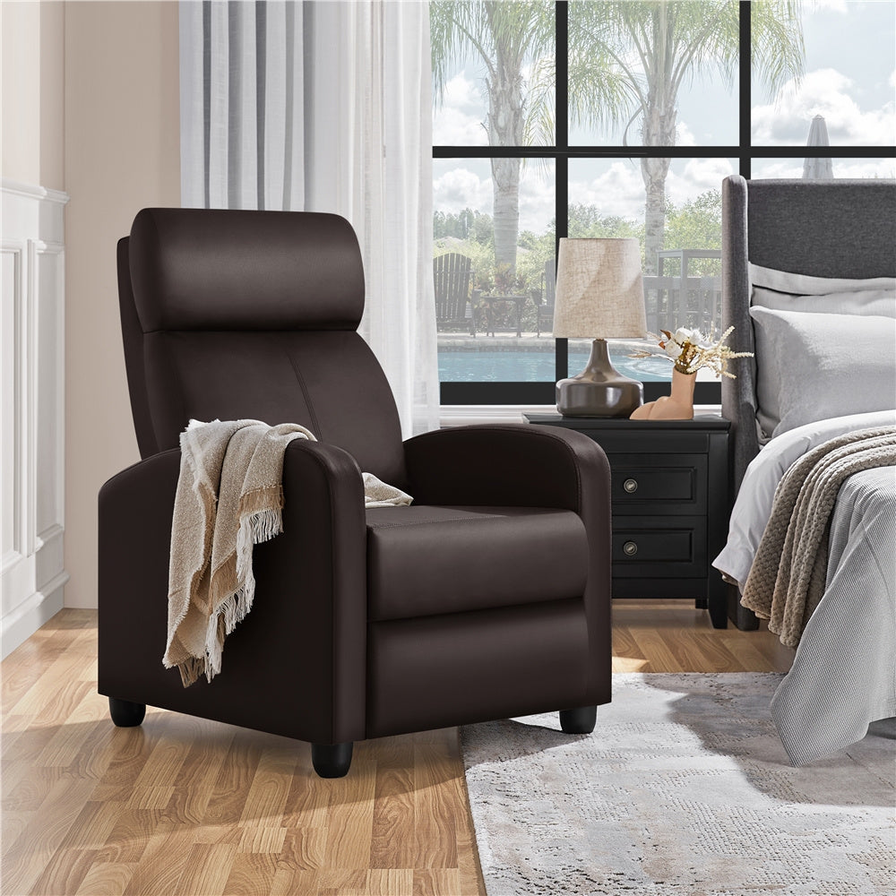 Reclining Faux Leather Recliner Chair with Pocket Springs and Footrest for Living Room detail image - detail view 11