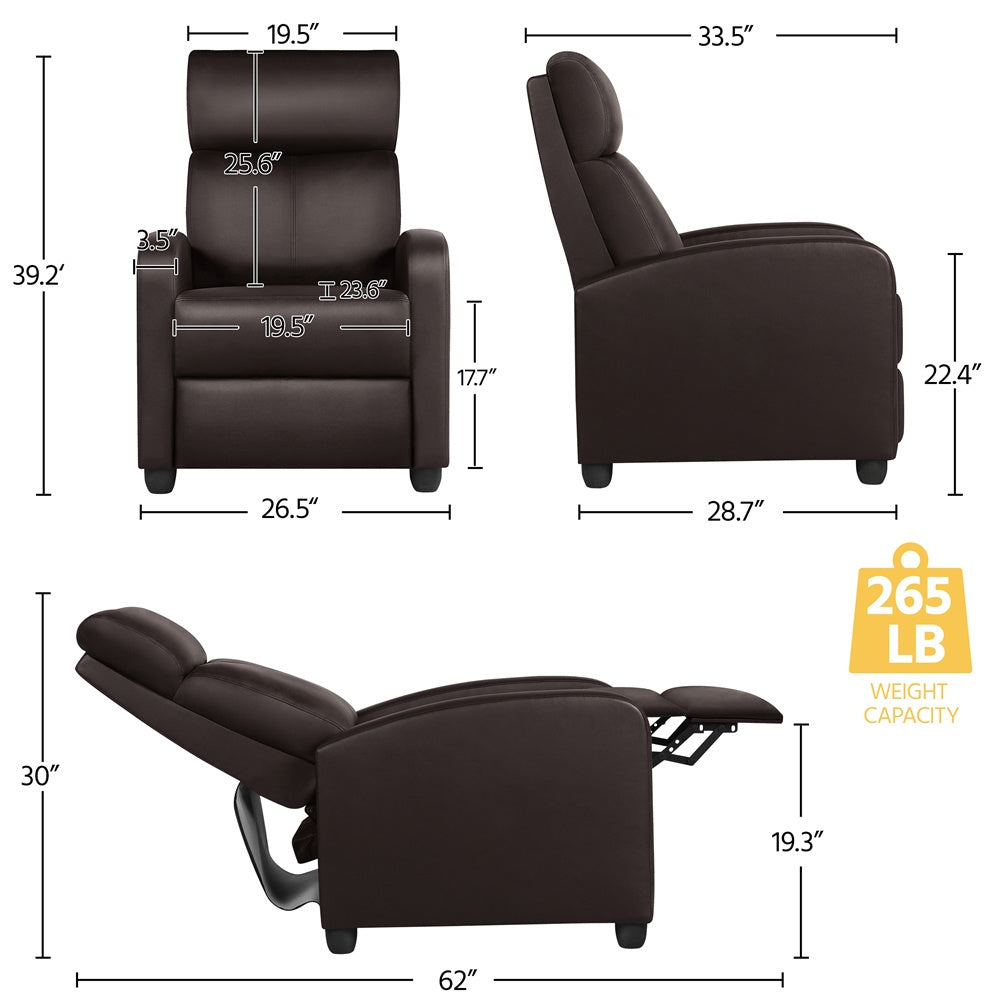 Reclining Faux Leather Recliner Chair with Pocket Springs and Footrest for Living Room detail image - detail view 13