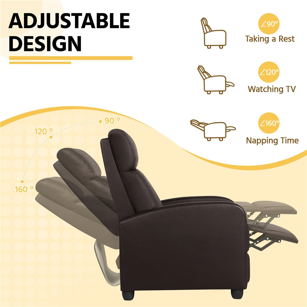Reclining Faux Leather Recliner Chair with Pocket Springs and Footrest for Living Room detail image - detail view 14