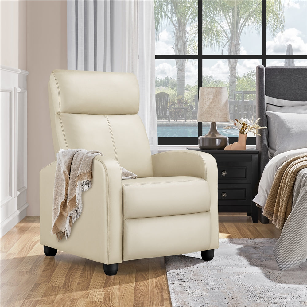 Reclining Faux Leather Recliner Chair with Pocket Springs and Footrest for Living Room detail image - detail view 16