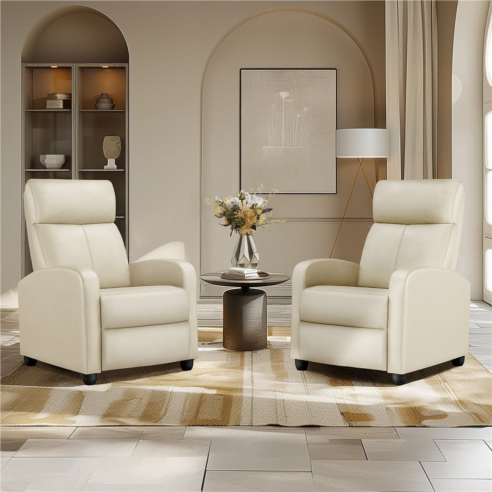 Reclining Faux Leather Recliner Chair with Pocket Springs and Footrest for Living Room detail image - detail view 17