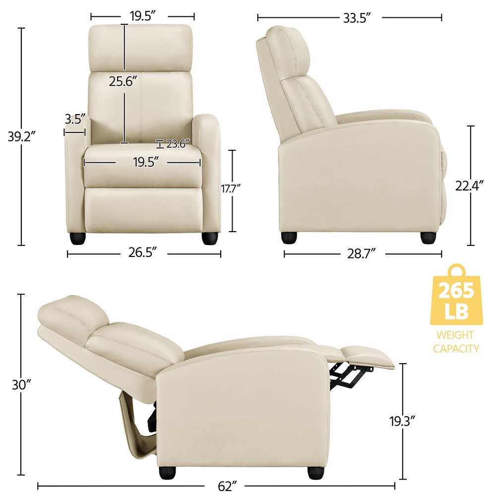 Reclining Faux Leather Recliner Chair with Pocket Springs and Footrest for Living Room detail image - detail view 18