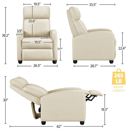 Reclining Faux Leather Recliner Chair with Pocket Springs and Footrest for Living Room detail image - detail view 18