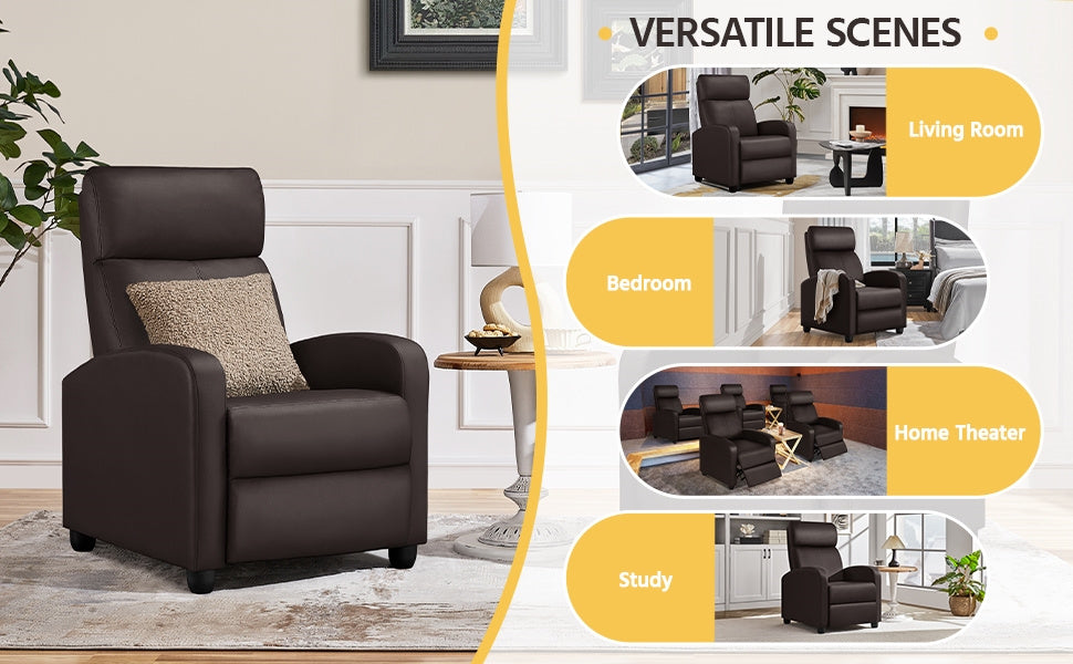Reclining Faux Leather Recliner Chair with Pocket Springs and Footrest for Living Room detail image - detail view 19