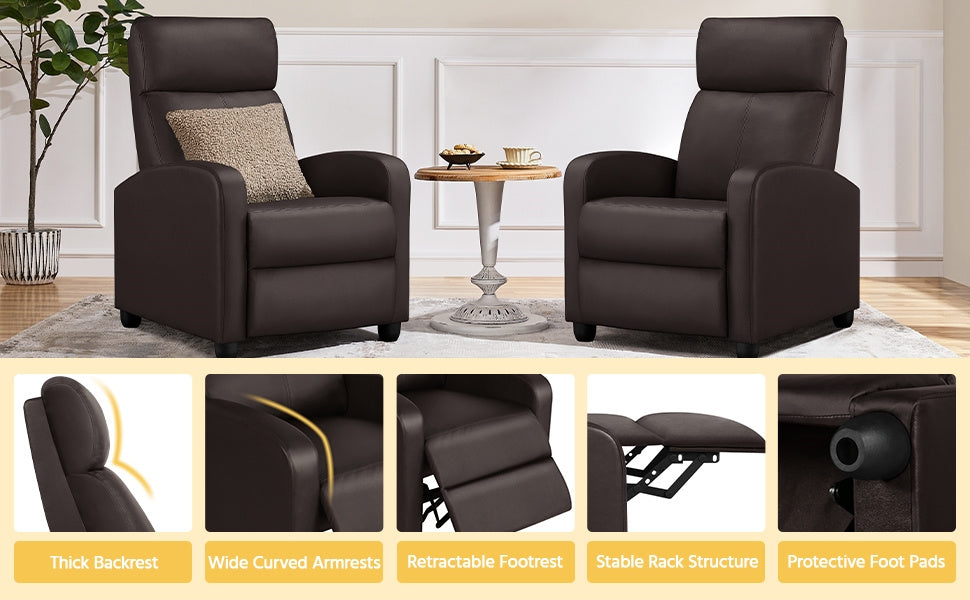 Reclining Faux Leather Recliner Chair with Pocket Springs and Footrest for Living Room detail image - detail view 20