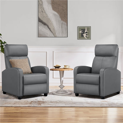 Reclining Faux Leather Recliner Chair with Pocket Springs and Footrest for Living Room detail image