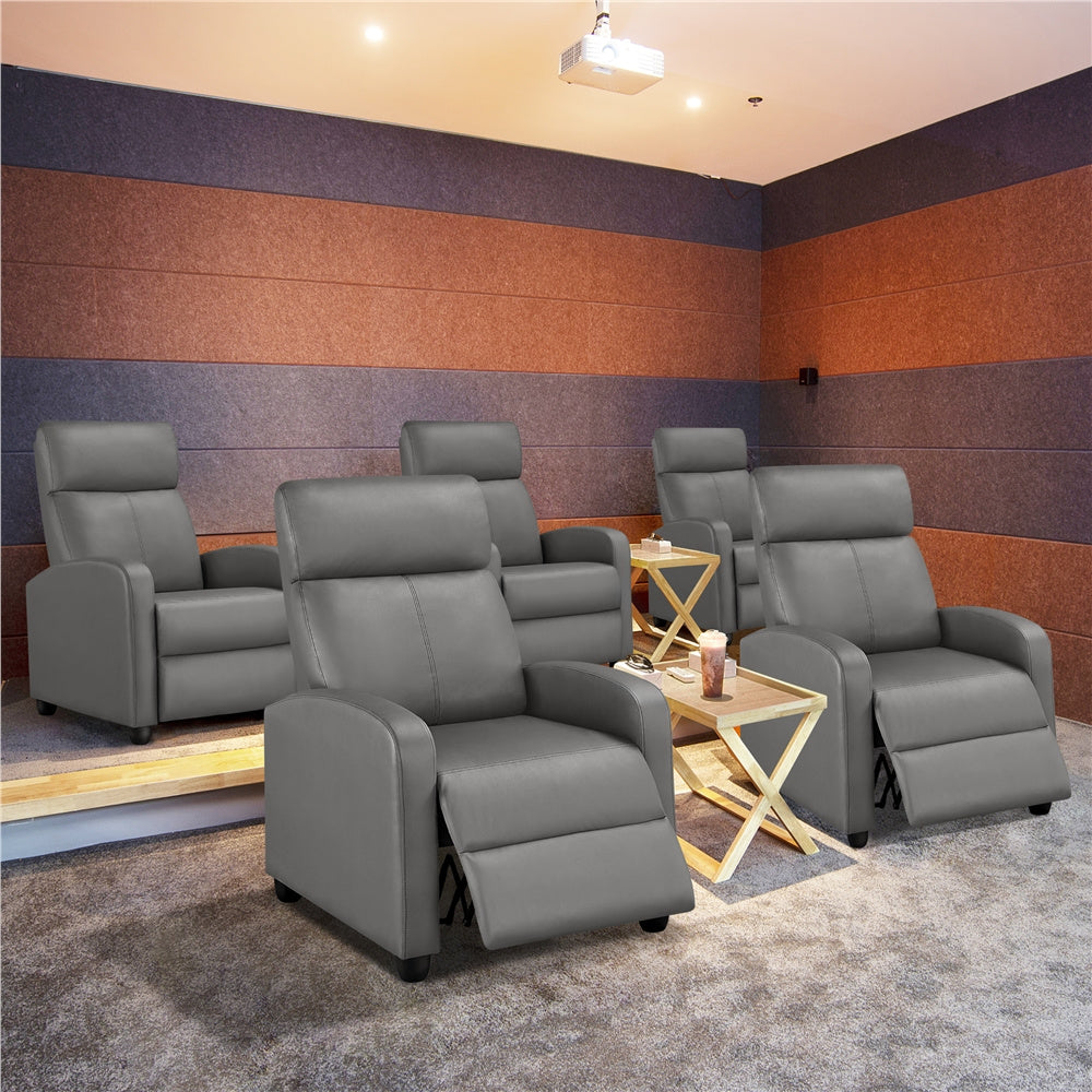 Reclining Faux Leather Recliner Chair with Pocket Springs and Footrest for Living Room detail image - detail view 3