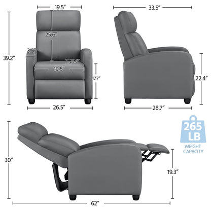 Reclining Faux Leather Recliner Chair with Pocket Springs and Footrest for Living Room detail image - detail view 4