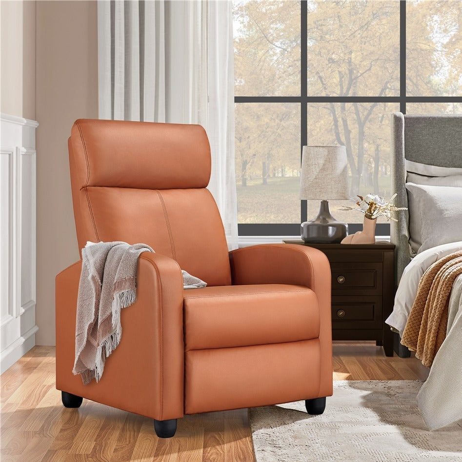 Reclining Faux Leather Recliner Chair with Pocket Springs and Footrest for Living Room detail image - detail view 7