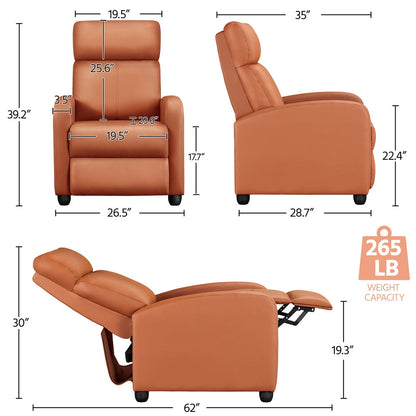 Reclining Faux Leather Recliner Chair with Pocket Springs and Footrest for Living Room detail image - detail view 8
