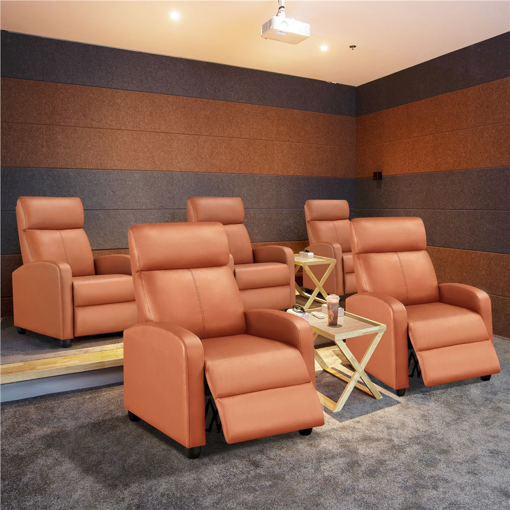 Reclining Faux Leather Recliner Chair with Pocket Springs and Footrest for Living Room detail image - detail view 9