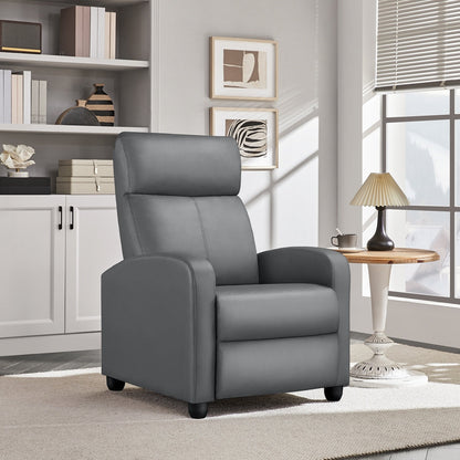 Recliner Chair, PU Leather with Pocket Springs, Adjustable Single Reclining Sofa Armchair shown in the main product view