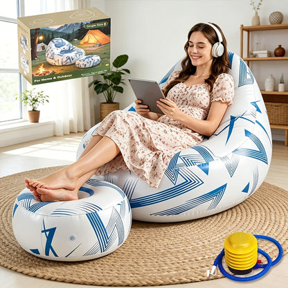 Inflatable Sofa shown in the Blue (Space Series) option
