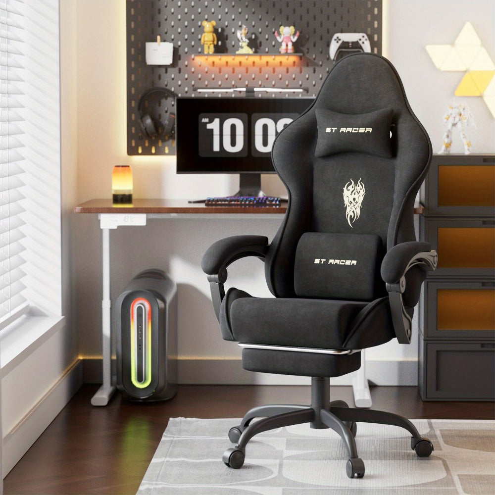 Gaming Chair, Velvet with Massage & Footrest - High Back Ergonomic Reclining Computer shown in the main product view