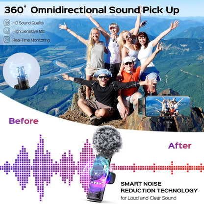 Recording Microphone, Portable, Wireless, USB-C, 2pcs, Lapel for Recording and Streaming detail image - detail view 12