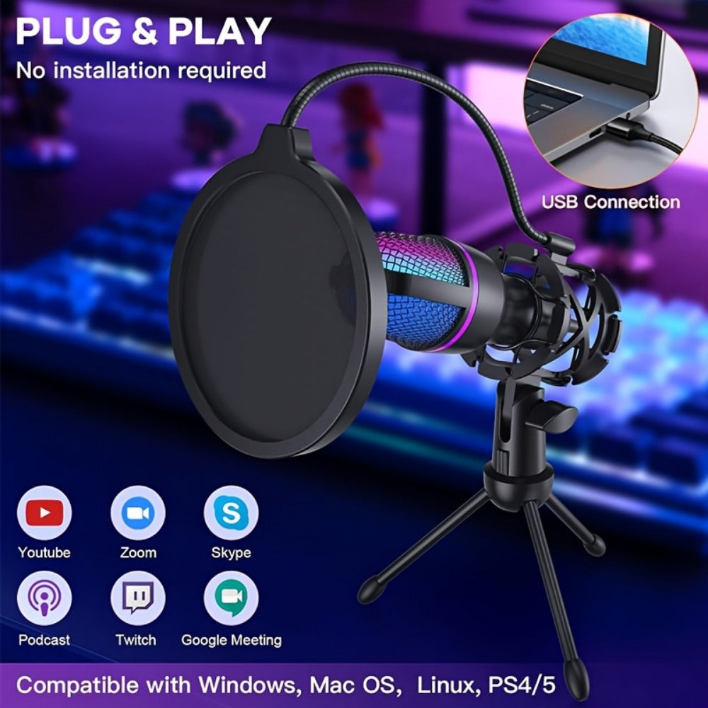 Recording Microphone, RGB, Condenser, All-in-one, Gaming for Recording and Streaming detail image - detail view 4