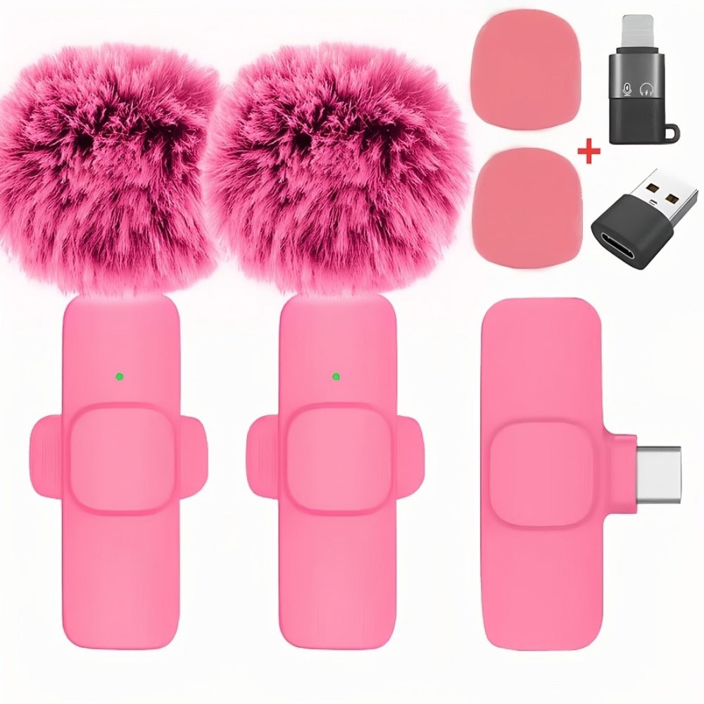 Recording Microphone, USB, Wireless, USB-C, 2pcs, Pink, Phone for Recording and Streaming detail image - detail view 3