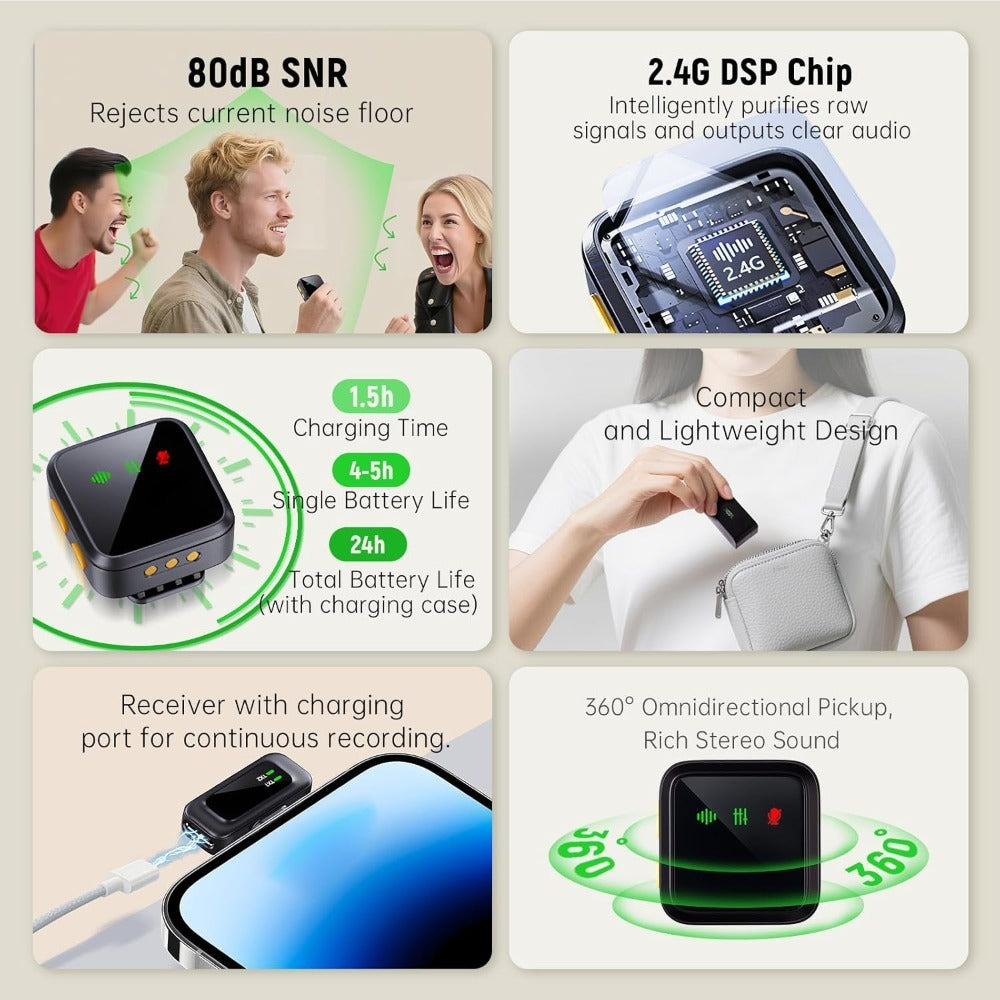 Recording Microphone, Wireless, 4-In-1, Mini, Mic for Recording and Streaming detail image - detail view 4