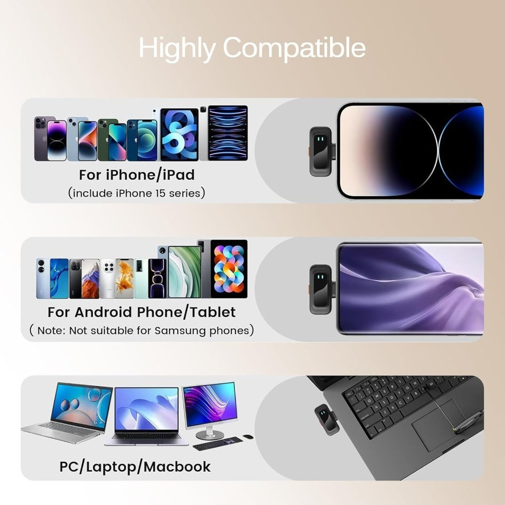 Recording Microphone, Wireless, 4-In-1, Mini, Mic for Recording and Streaming detail image - detail view 6