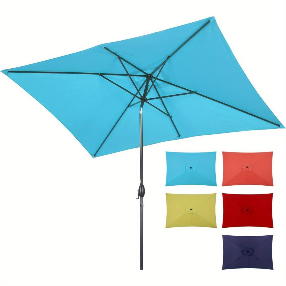 Rectangular Metal Patio Umbrella with Easy Crank for Outdoor Shade and Protection detail image - detail view 7
