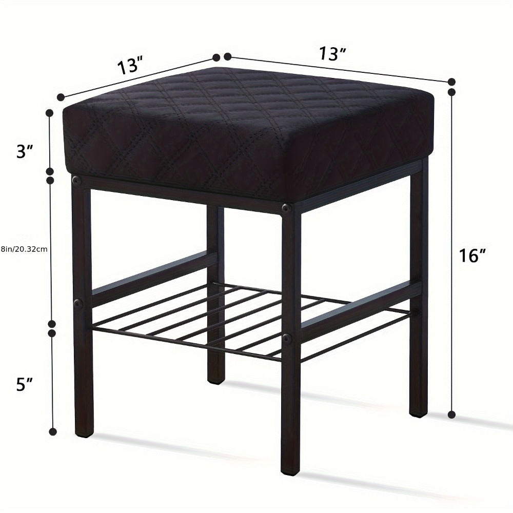 Rectangular Velvet Vanity Stool with Footrest and Multiple Color Options for Entryway detail image - detail view 4