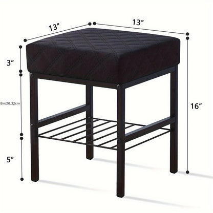 Rectangular Velvet Vanity Stool with Footrest and Multiple Color Options for Entryway detail image - detail view 4