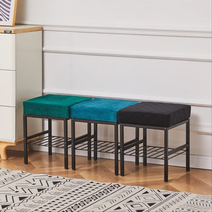 Rectangular Velvet Vanity Stool with Footrest and Multiple Color Options for Entryway detail image - detail view 6